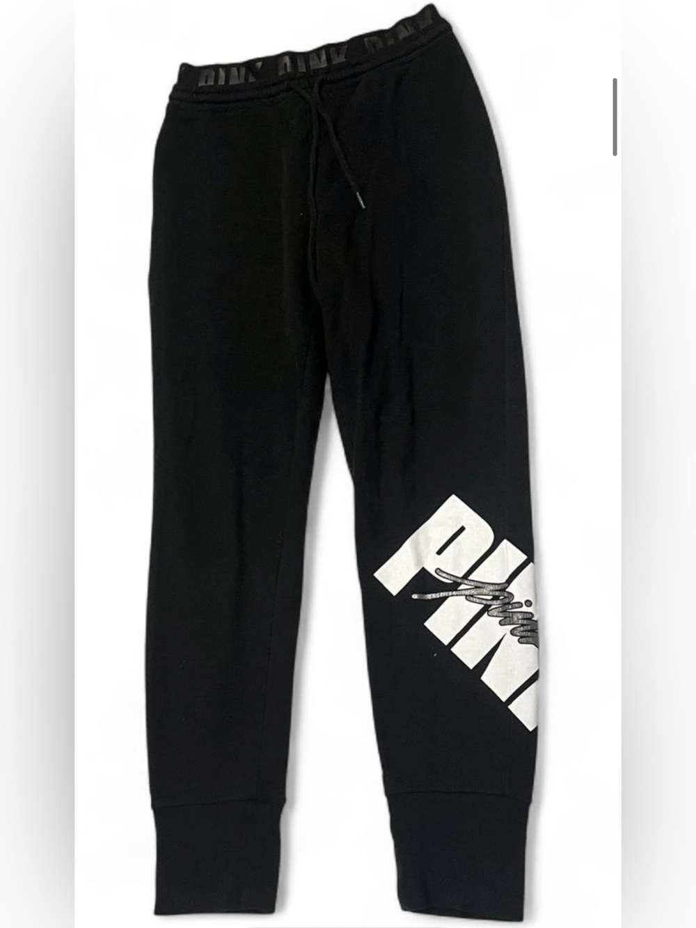 PINK Black Logo Jogger Sweatpants size Small